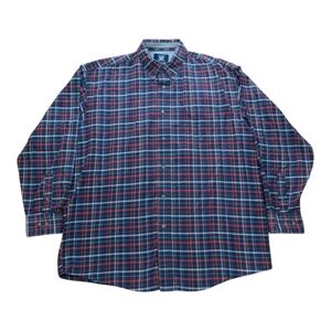 Twenty X Blue Red Plaid Cotton Long Sleeve Button Down Collar Shirt Men's XL